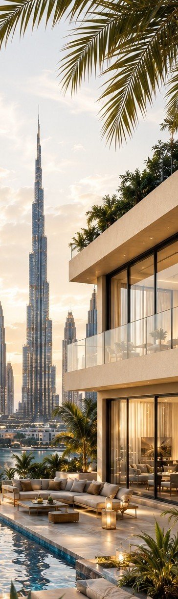 Mindspace Investment International - Dubai skyline and villa terrace